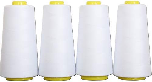 ThreadArt Polyester Serger Thread, 4 Cone Pack 2750yd 40/2, White