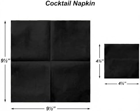 Cocktail Napkins-Disposable Beverage/Bar Napkins-Black Linen-Like Square