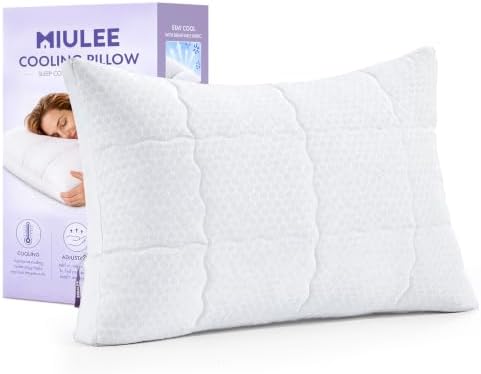 MIULEE Cooling Adjustable Bed Pillow, Standard Size Down Alternative Pillow