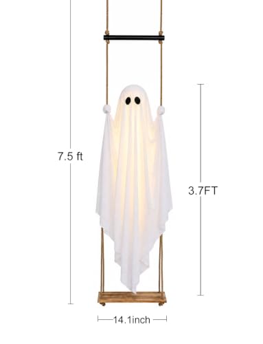 Halloween Decorations Outdoor 3.7FT Pre-Assembled Hanging Swing Ghost