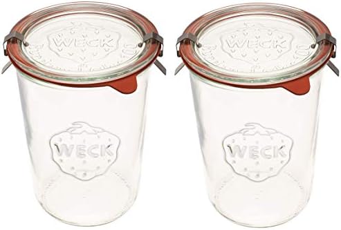 WECK 743 Glass Canning Jars with Lids, Sourdough Starter Jar 2 Pack