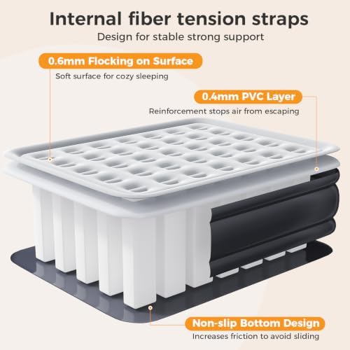 NEWBULIG 18" Raised Queen Air Mattress with Built in Pump, Blow up Bed