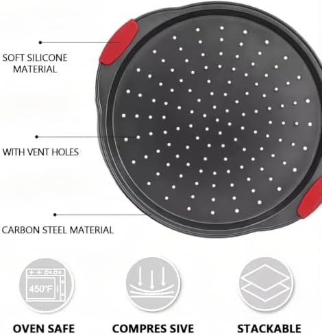 13 Inch Pizza Pan for Oven (2 Pack) Round Pizza Pan with Holes