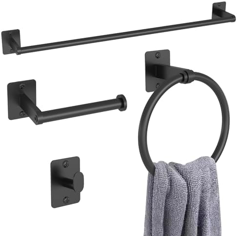 Black Bathroom Accessories Set, 4-Piece Bathroom Hardware Set