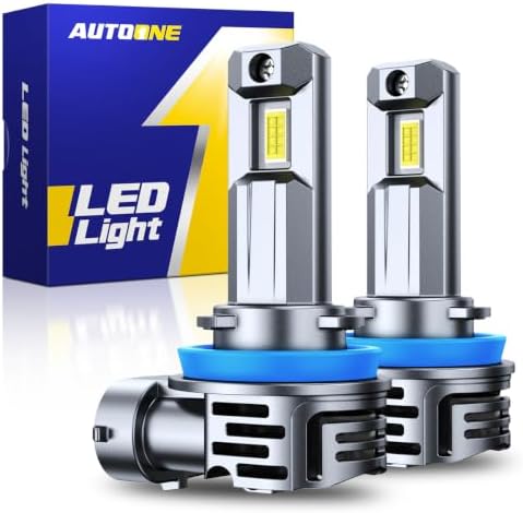 AUTOONE H11 H8 H9 LED Bulbs, 80000LM Super Bright 6500K White,1:1 Mini Size