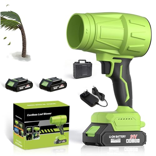 Leaf Blower 2x6.0Ah Battery & Charger,Electric Cordless Leaf Blower(Green)
