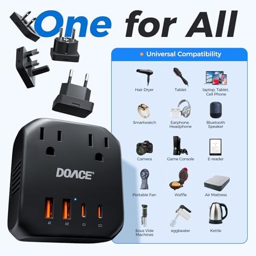 220V to 110V Converter, 2000W Voltage Converter US to Europe for Hair Dryer