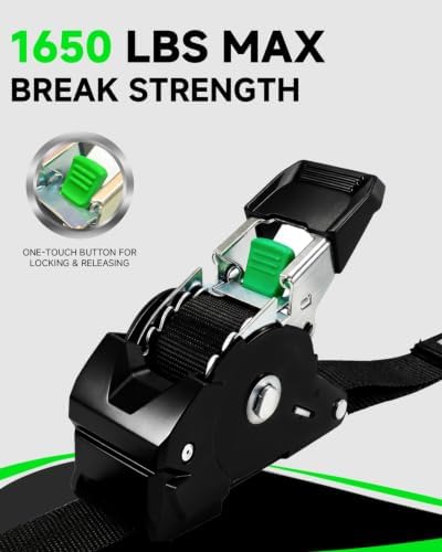 Retractable Ratchet Straps (4-Pack) 1” x 10ft, 1650lb Break Strength