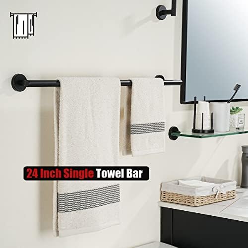 JQK Black Towel Bar, 27 Inch 304 Stainless Steel Thicken 0.8mm Towel Rack Bathroom