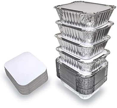 55 Pack - Aluminum Pan/Containers with Lids/Foil Containers/Aluminum Pans with Lids/Take