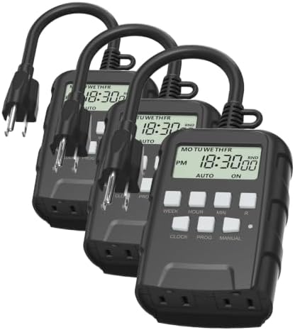 BN-LINK 7 Day Outdoor Heavy Duty Digital Programmable Timer, 125VAC, 60Hz, Dual Outlet