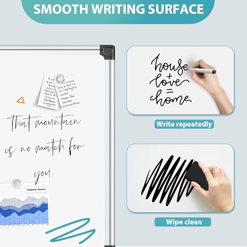 VUSIGN 36" x 24" Magnetic Dry Erase Board for Wall with Aluminum Frame