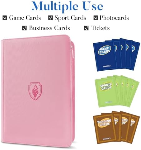 Premium Zip Card Binder, Fabmaker 9 Pocket Trading Card Binder PU Cover
