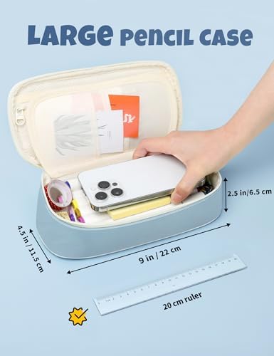 SUNEE Cute Pencil Case, Aesthetic Pen Pouch, Colored Large Pencil Bag with Zipper