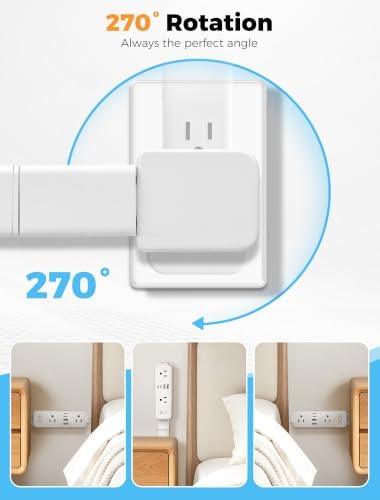 Outlet Extender Stick with 2 USB-A & 2 USB-C,6 AC Outlets,24"-34" Extension