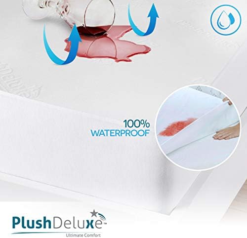 PlushDeluxe Bamboo Waterproof Mattress Protector, King Size, Ultra Soft