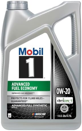 Mobil 1 Advanced Fuel Economy Full Synthetic Motor Oil 0W-20, 5 Quart