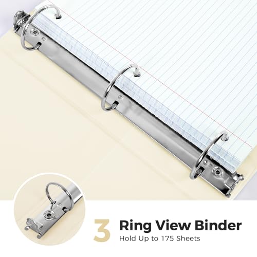 SKYDUE 1 Inch 3 Ring Binder with 8 Tab Dividers & 24 Labels, Pastel Binder