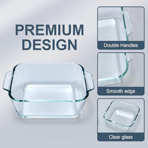 Small Casserole Dishes 2 Pack, 5 Inch Glass Square Baking Dish Individual Portion Baking