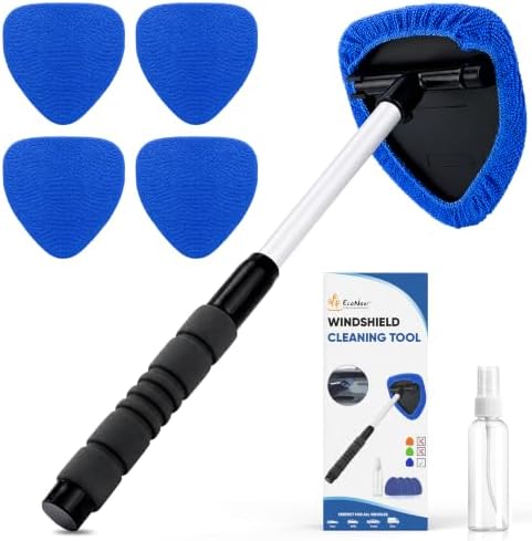 EcoNour Car Windshield Cleaning Tool Interior Glass Cleaning Tool with Microfiber Pad for