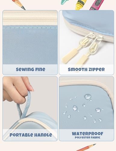 SUNEE Cute Pencil Case, Aesthetic Pen Pouch, Colored Large Pencil Bag with Zipper