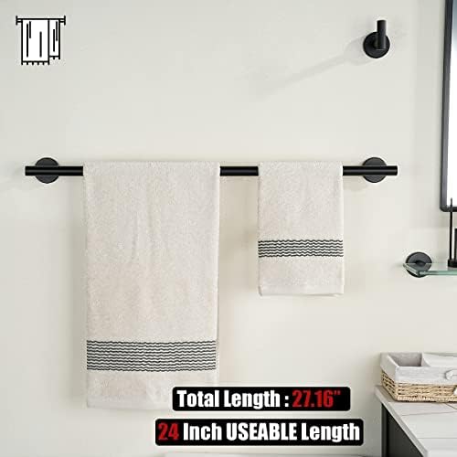 JQK Black Towel Bar, 27 Inch 304 Stainless Steel Thicken 0.8mm Towel Rack Bathroom