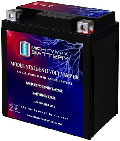 Mighty Max Battery YTX7L-BS -12 Volt 6 AH, 100 CCA