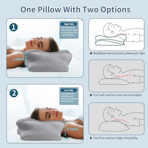 Cervical Pillow for Neck Pain Relief, Ergonomic Neck Pillow for Sleeping