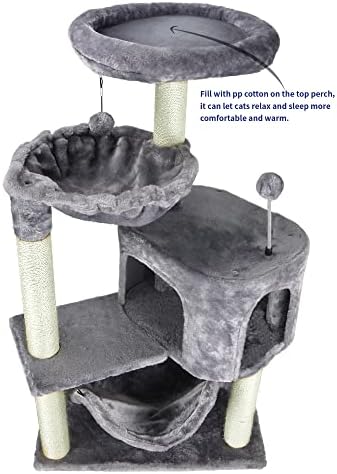 YUNIQUE Cat Tree with Cat Condo and Big Hammock, Grey