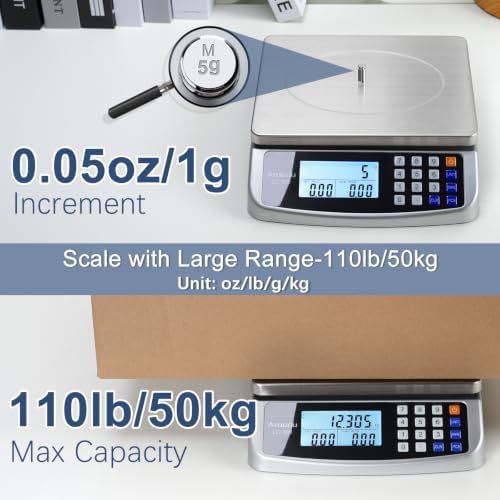 110lb Food Scale, Commercial Kitchen Scale with Price Computing