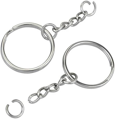 100PCS Split Key Ring Kit with Chains & Jump Rings