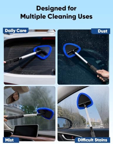 EcoNour Car Windshield Cleaning Tool Interior Glass Cleaning Tool with Microfiber Pad for