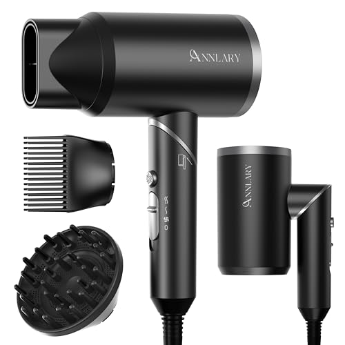 ANNLARY Hair Dryer with Comb, ANNLARY 1800W Blow Dryer with Diffuser for