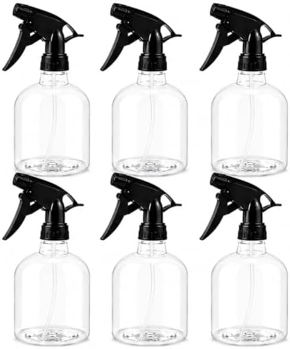 Enenes 6 Pack 8 Oz Plastic Spray Bottles with Black Adjustable Triggers