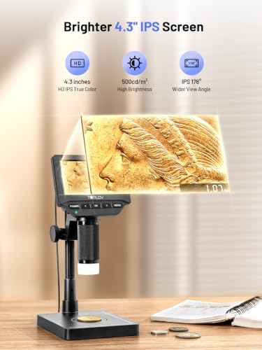 TOMLOV DM4W Microscope with Weighing Scale: 4.3" Digital Coin Magnifier