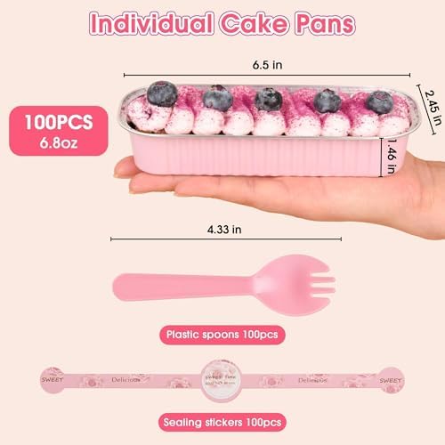 100 Pack Mini Cake Pans with Lids and Spoons