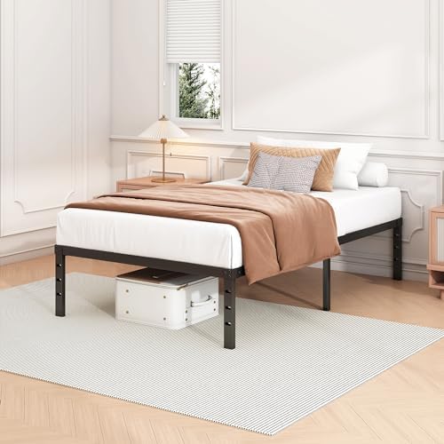 Hafenpo 14 Inch Twin Bed Frame, Under Bed Storage, Black