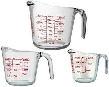 Anchor Hocking Glass Measuring Cups, 3 Piece Set (1 Cup, 2 Cup