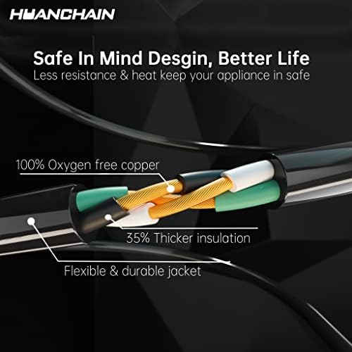 HUANCHAIN Indoor Outdoor Black Extension Cord 50 FT Waterproof 16/3 Gauge