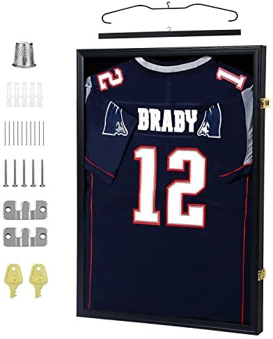 IHEIPYE Jersey Display Frame Case, Large Sport Jersey Shadow Box, Black