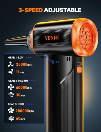 Compressed Air Duster 280,000 RPM - Electric, Rechargeable Air Blower