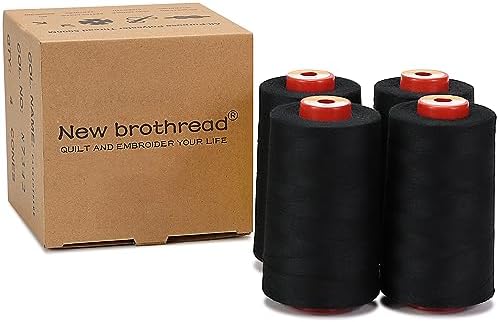 New brothread 4 Large Cones All Purpose Polyester Thread -Black