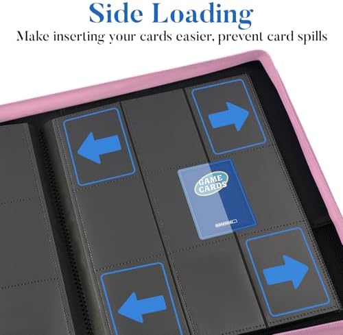 Premium Zip Card Binder, Fabmaker 9 Pocket Trading Card Binder PU Cover
