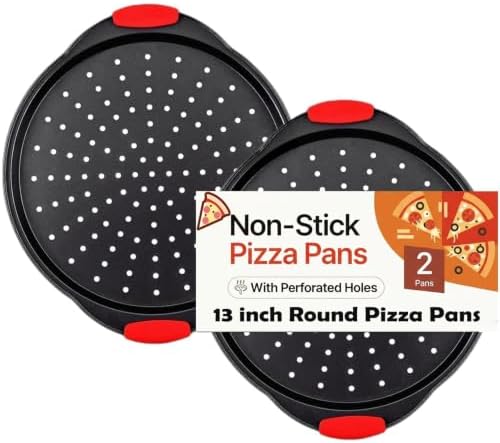 13 Inch Pizza Pan for Oven (2 Pack) Round Pizza Pan with Holes