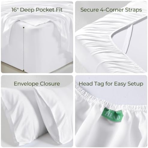 Sasttie 100% Rayon Derived from Bamboo Sheet Set Queen Size, White 4 Pieces