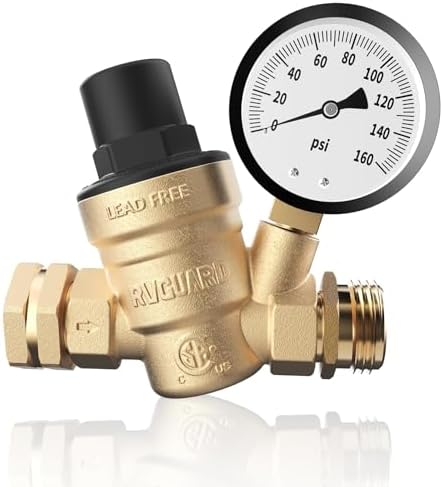 RVGUARD RV Water Pressure Regulator Valve, CSA Approved, Lead-Free Brass