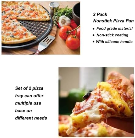 13 Inch Pizza Pan for Oven (2 Pack) Round Pizza Pan with Holes