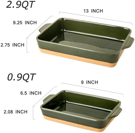 Ceramic Baking Casserole Dish with Handles, Large 9x13 inch Pan and Middle Baking Pan