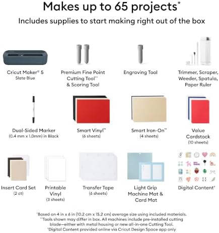Cricut Maker® 5 Essential Bundle + Digital Content, Slate Blue
