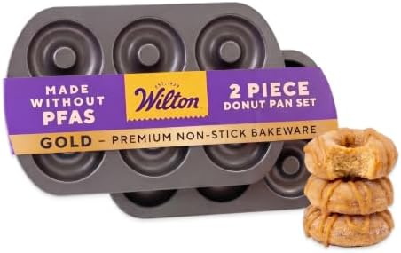 Wilton Gold Non-Stick Donut Pan Set, Made Without PFAS, 2-Piece